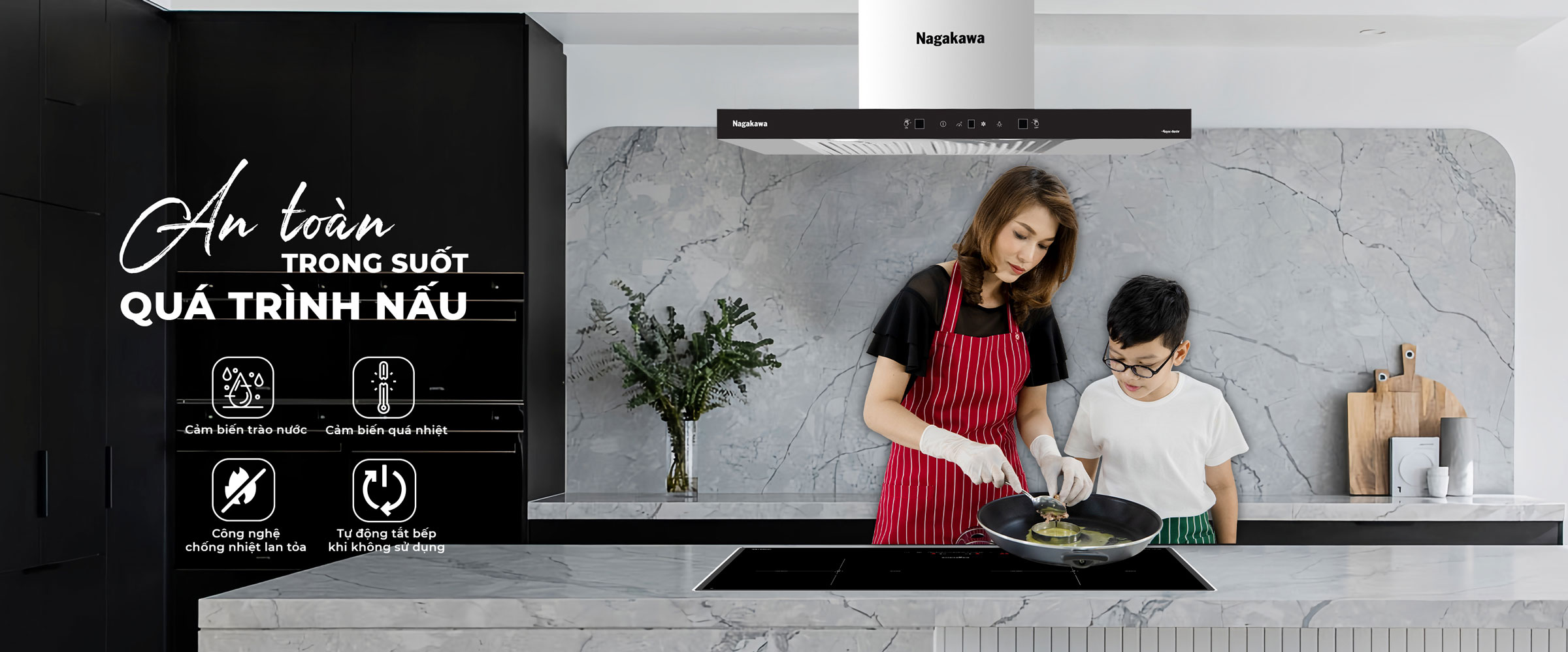 Bếp đôi điện từ Nagakawa UltraSlim NK2C26MB