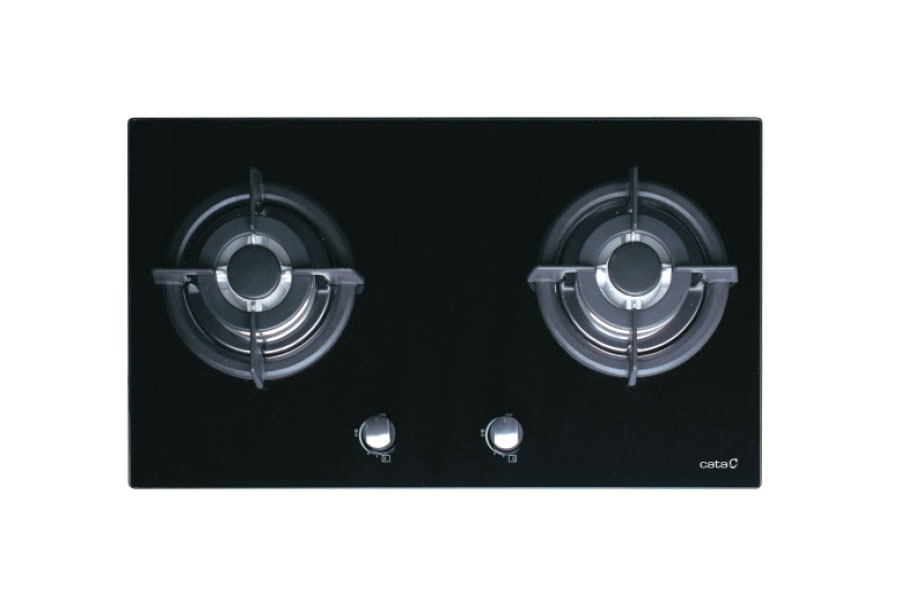 Bếp gas âm Cata LCI 702 2 lò 3 vòng lửa mặt kính đen