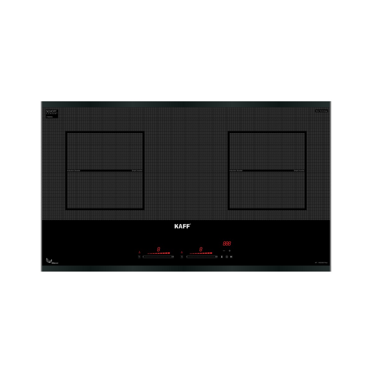 Bếp từ âm Kaff KF-HID568 PLUS 2 vùng nấu booster inverter mặt kính đen