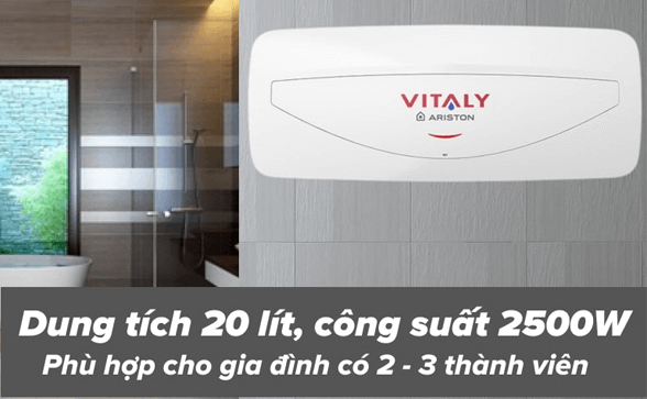 Bình nóng lạnh Ariston 20 lít Vitaly 20SL (Slim 2.5FE)