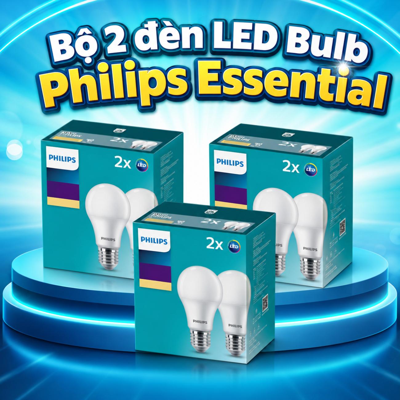 Bộ 2 bóng LED Bulb Philips Essential G5 E27 7W / 9W / 11W