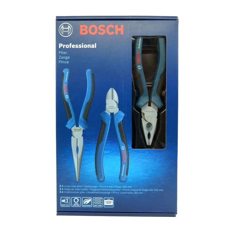 Bộ 3 kìm Bosch 1600A016BG (kìm cắt, kìm điện, kìm mũi nhọn)
