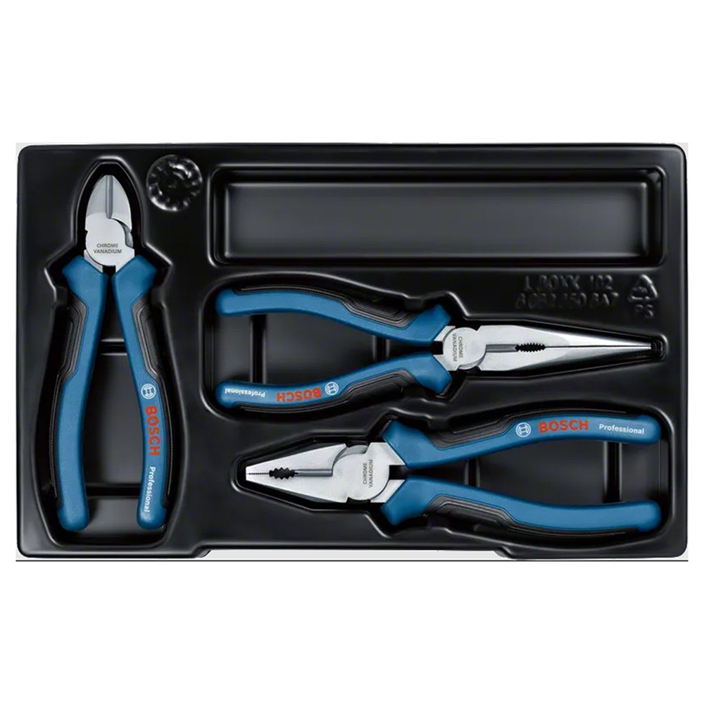 Bộ 3 kìm Bosch 1600A016BG (kìm cắt, kìm điện, kìm mũi nhọn)