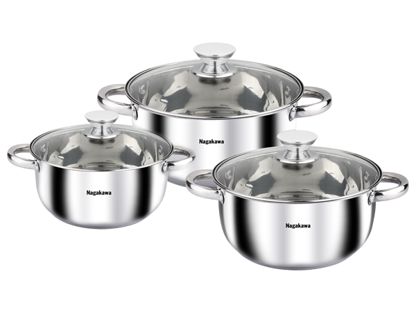 Bộ 3 nồi inox 4 đáy Nagakawa NAG1304