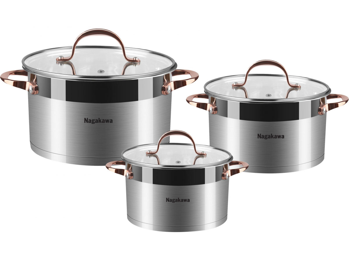 Bộ 3 nồi inox 5 đáy Nagakawa NAG1352