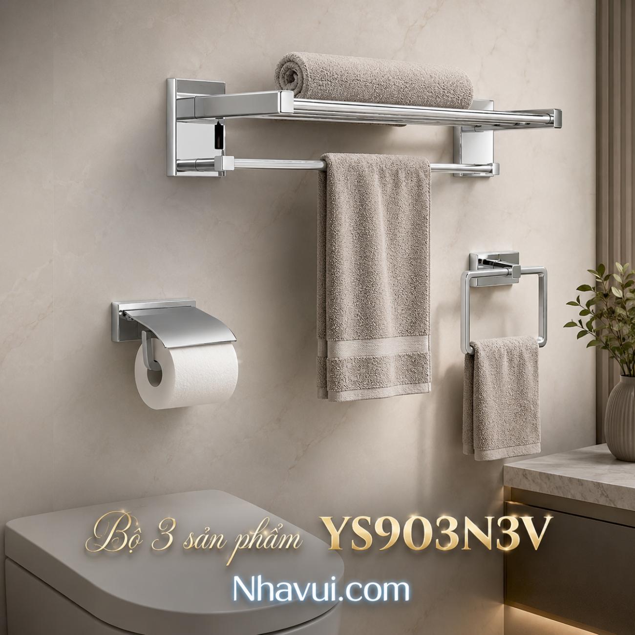 Bộ 3 sản phẩm TOTO YS903N3V kiểu vuông đồng bộ cho phòng tắm