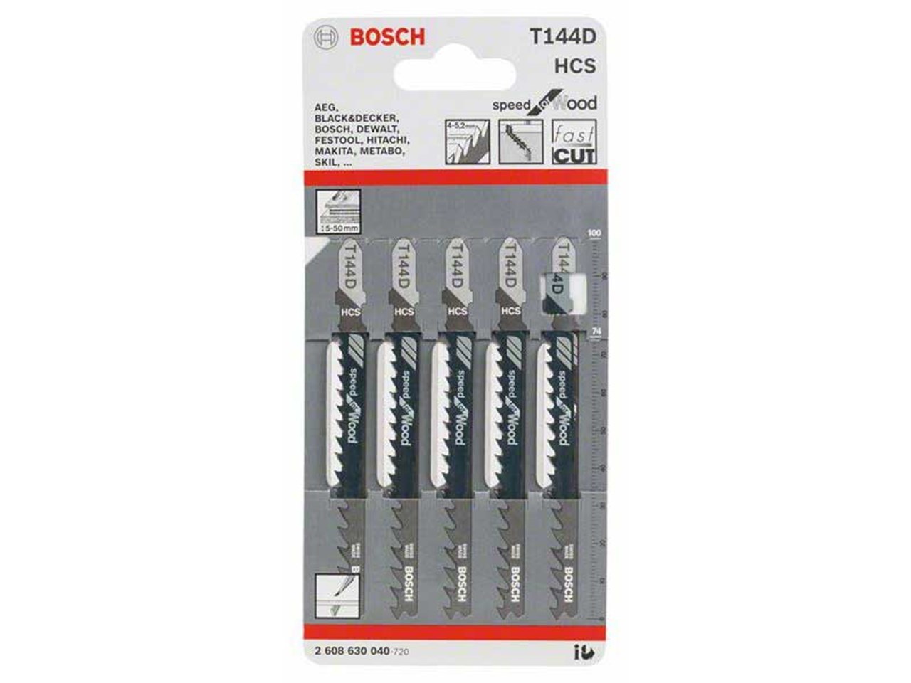 Bộ 5 lưỡi cưa lọng gỗ Bosch T144D 2608630040 – chuôi T, phần răng 74 mm