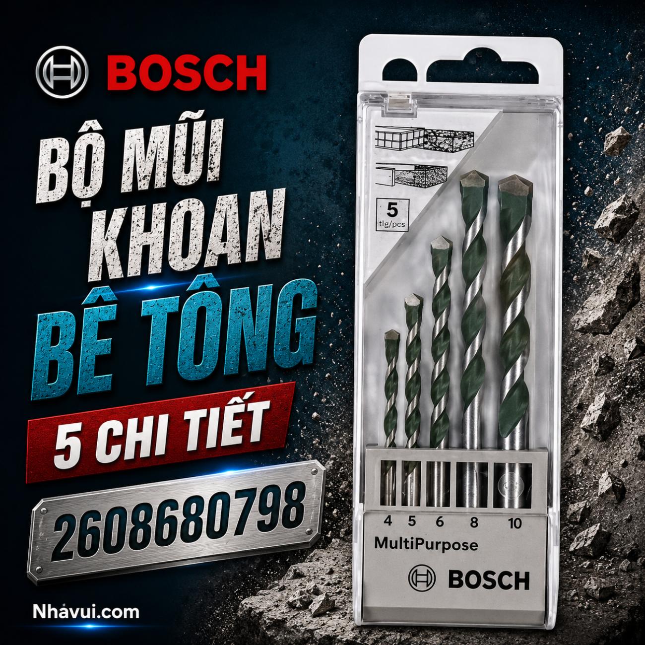 Bộ 5 mũi khoan đa năng Bosch CYL-4 kích thước 4–10mm 2608680798