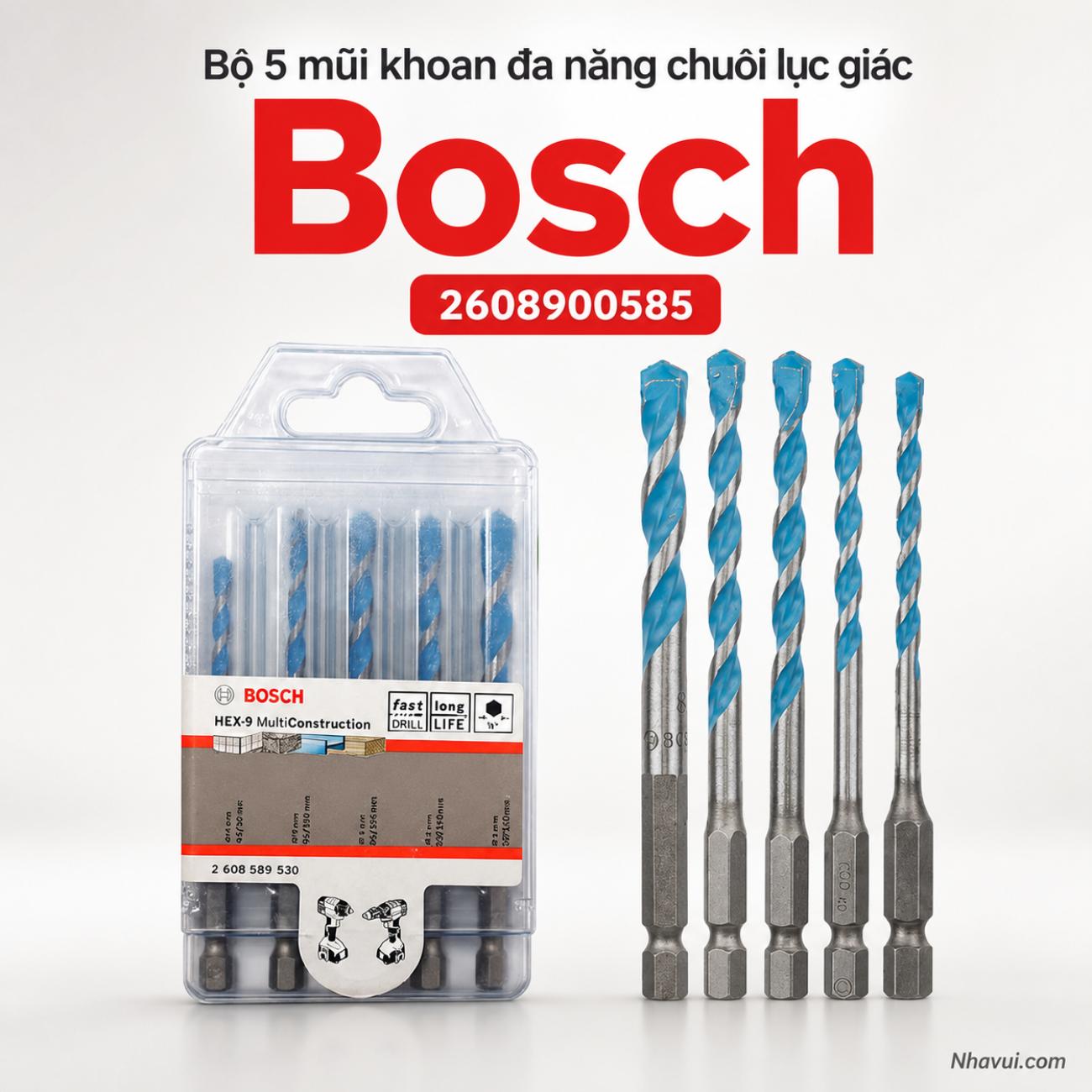 Bộ 5 mũi khoan đa năng chuôi lục giác Bosch 2608900585