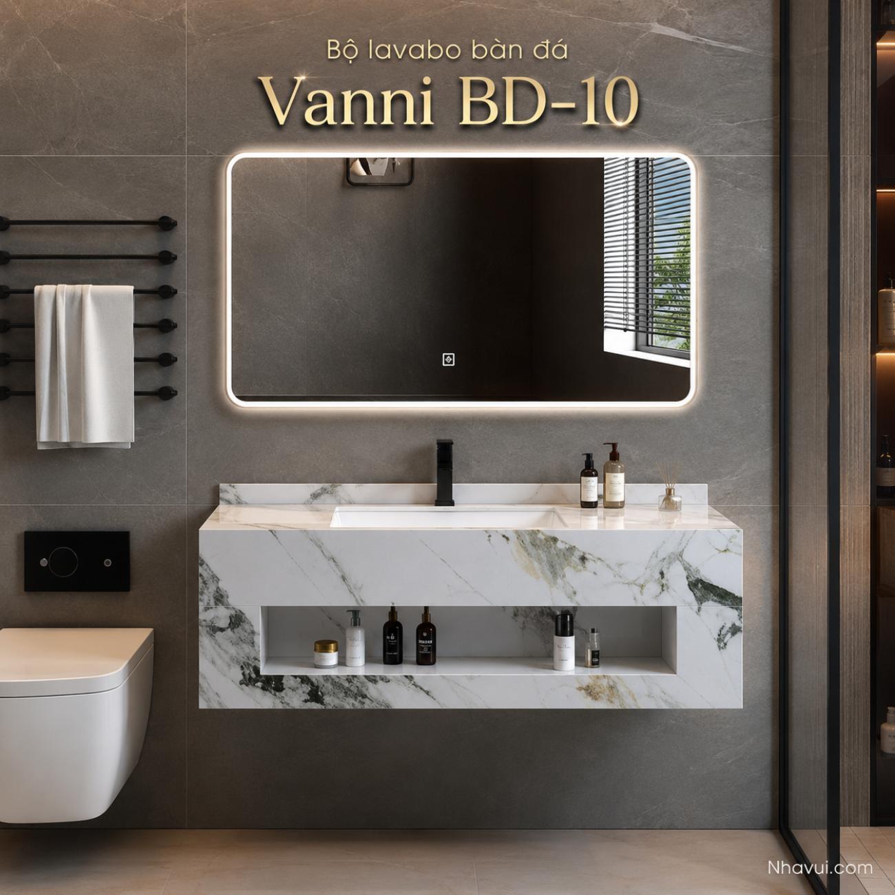 Bộ lavabo bàn đá Vanni BD-10 800 x 500mm kèm gương