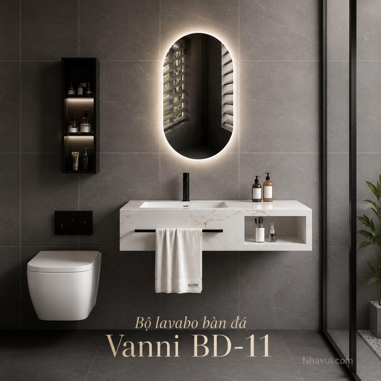 Bộ lavabo bàn đá Vanni BD-11/BD-12 800 x 500mm