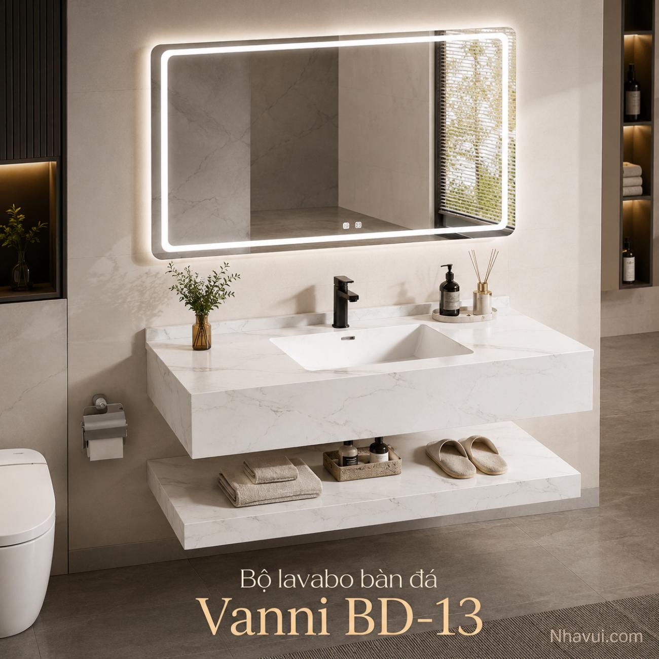 Bộ lavabo bàn đá Vanni BD-13/BD-14/BD-15 đá bóng chống trầy