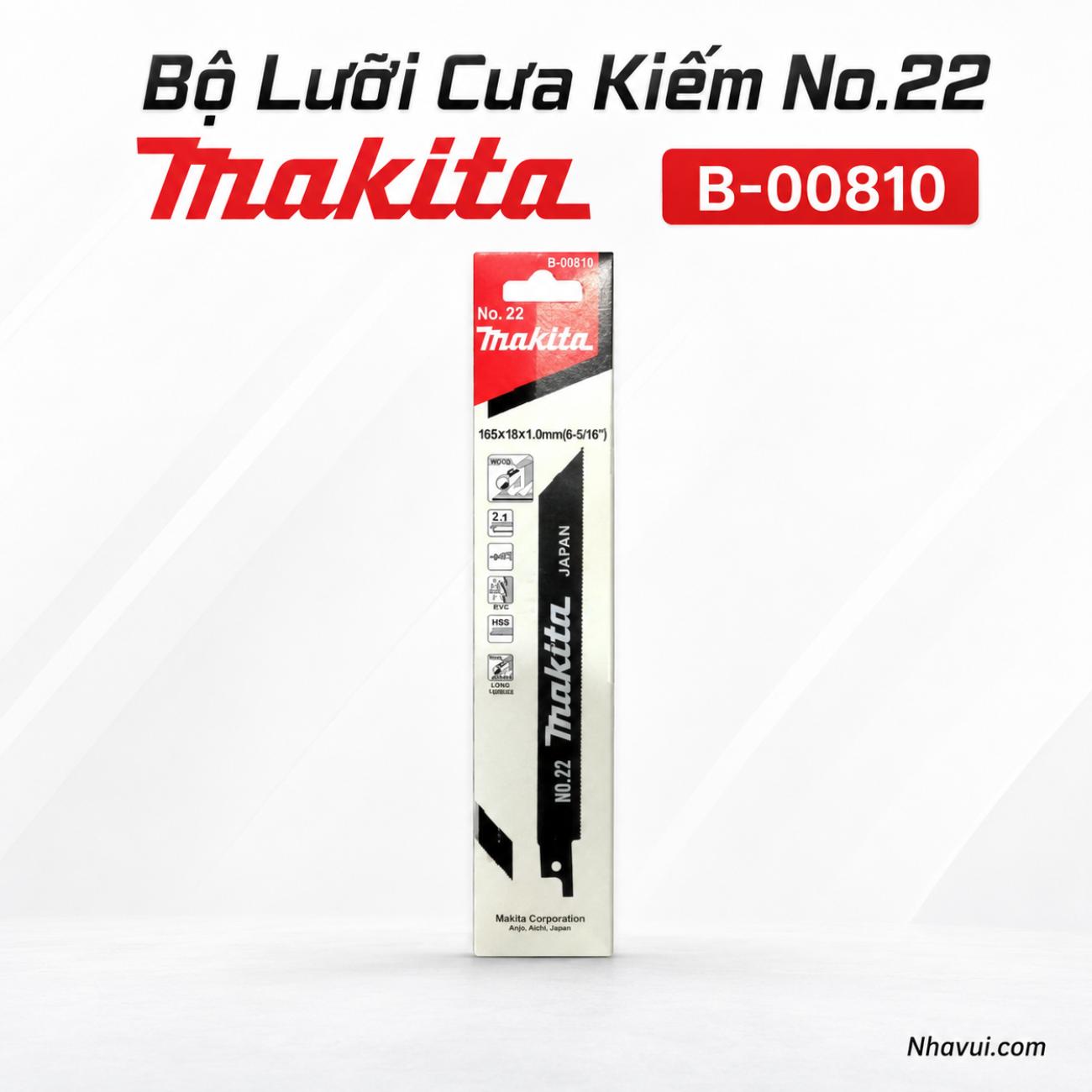 Bộ lưỡi cưa kiếm Makita B-00810 No.22 165x18x1.0mm