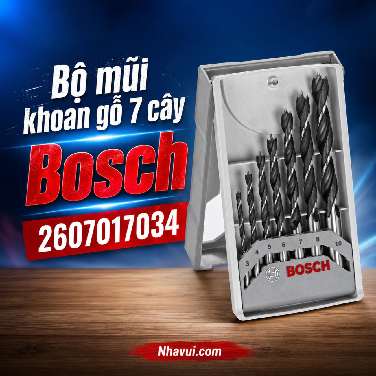 Bộ mũi khoan gỗ 7 cây Bosch 2607017034