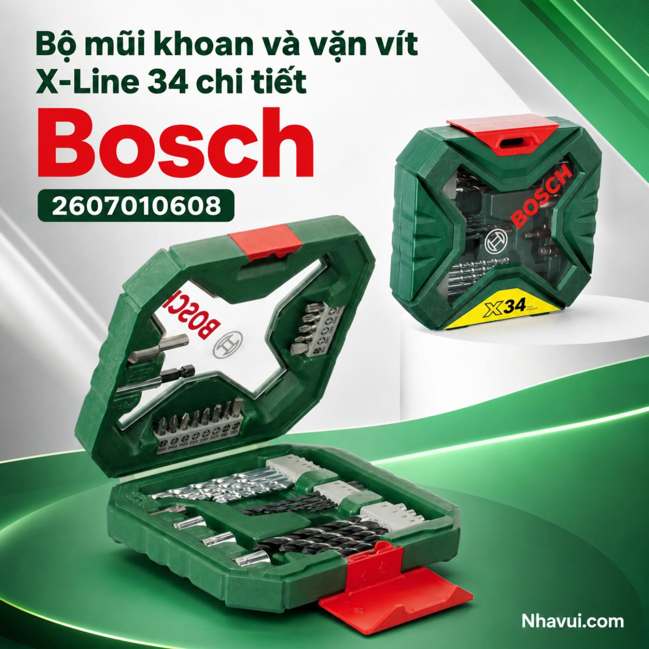 Bộ mũi khoan và vặn vít Bosch X-Line 34 chi tiết 2607010608
