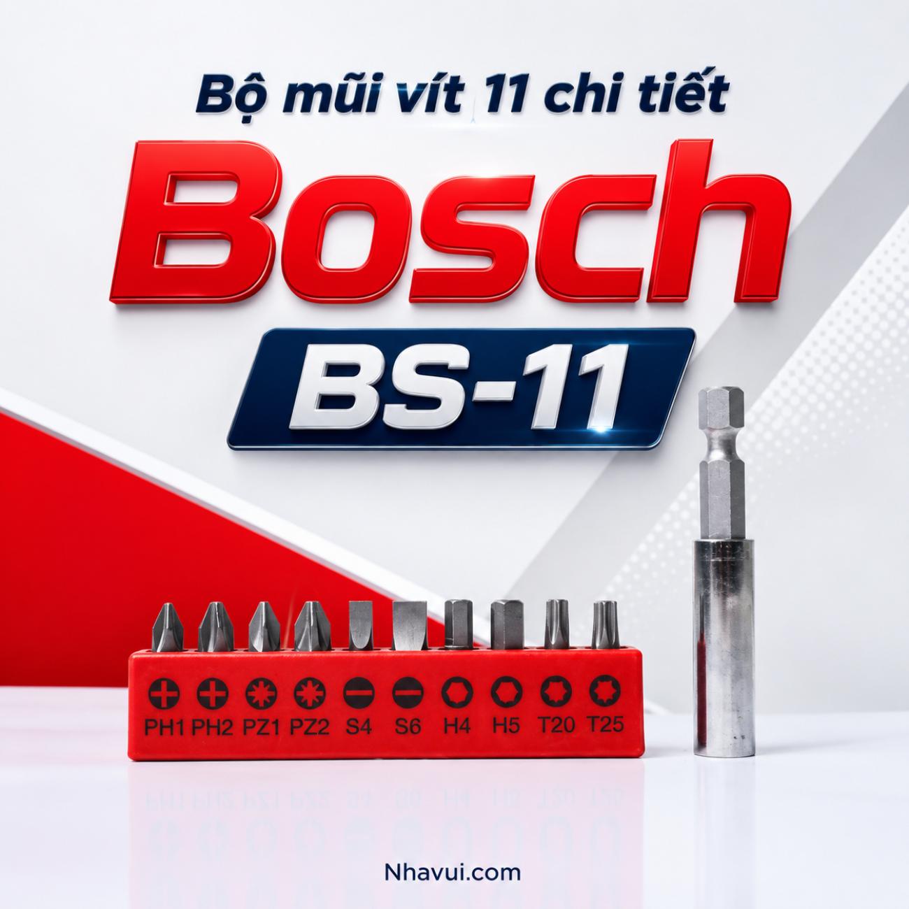 Bộ mũi vít 11 chi tiết Bosch BS-11