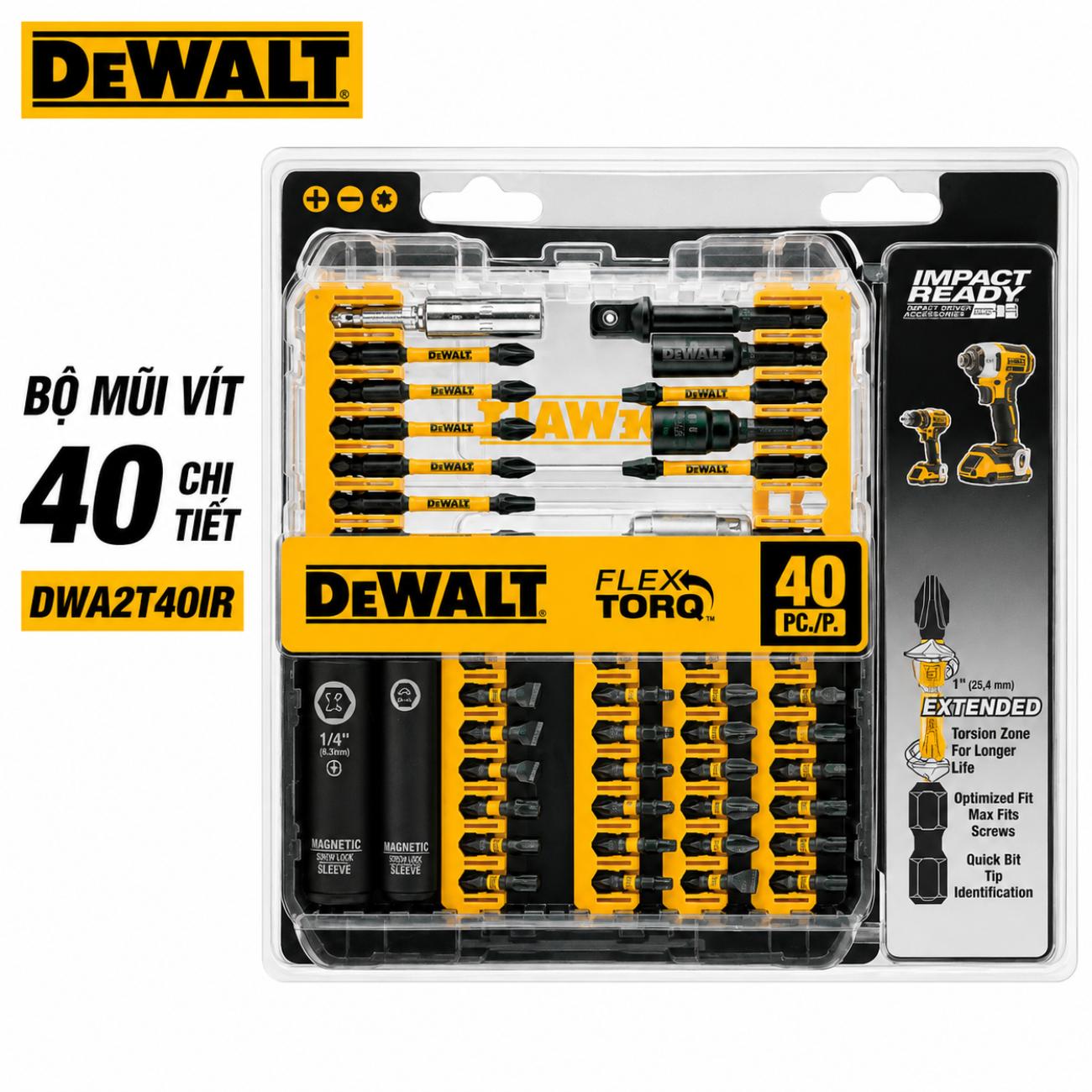 Bộ mũi vít 40 chi tiết DeWalt DWA2T40IR