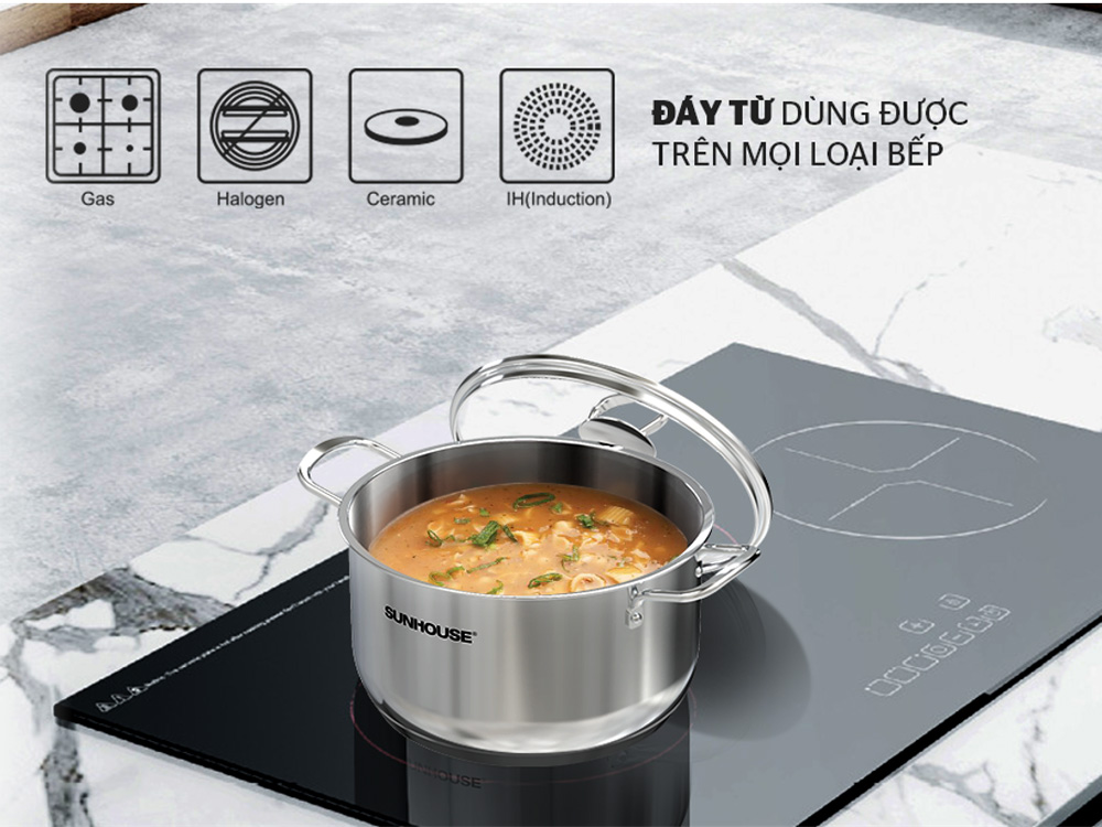 Bộ nồi chảo inox 3 món Sunhouse Easy Cook SHG993E