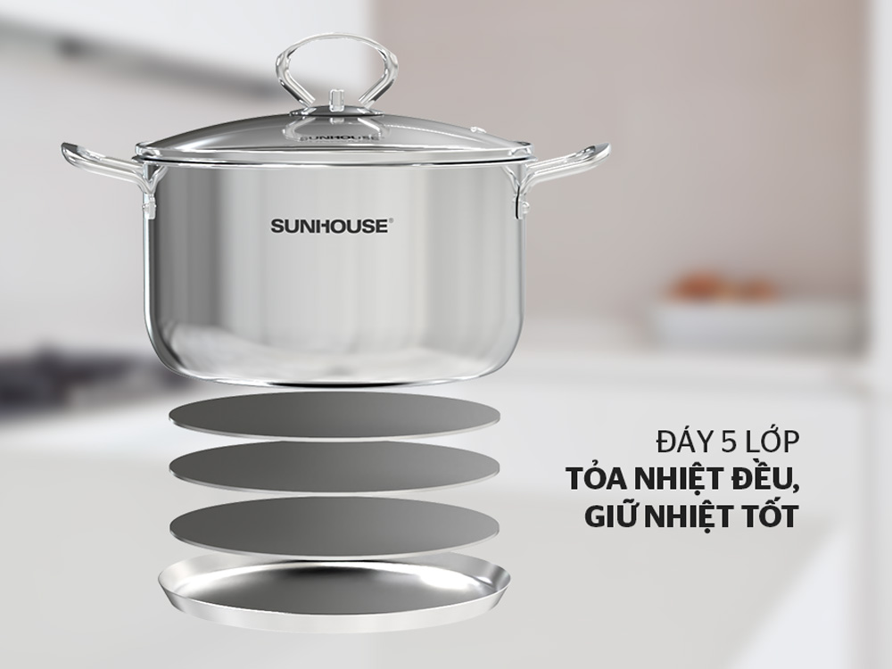 Bộ nồi chảo inox 3 món Sunhouse Easy Cook SHG993E