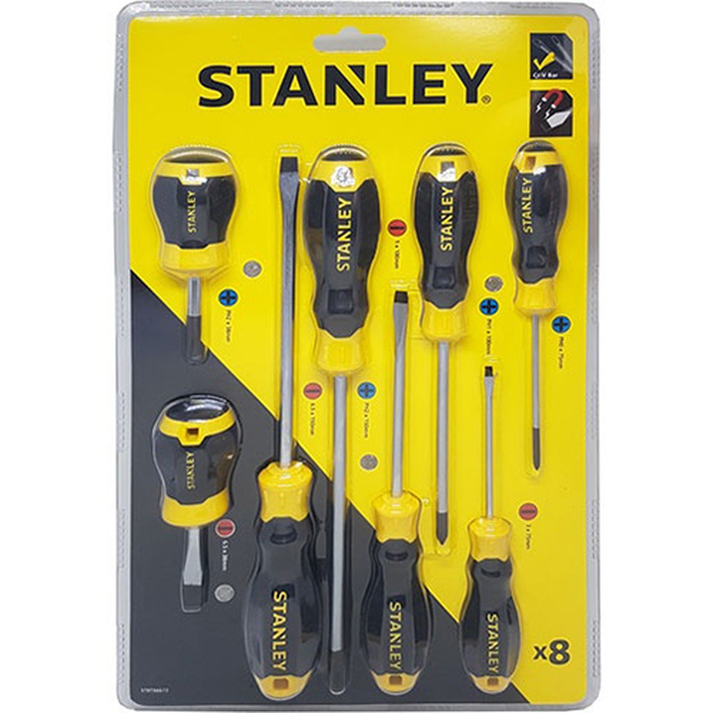Bộ tua vít dẹp và bake 8 cây Stanley STMT66673 thép CrV