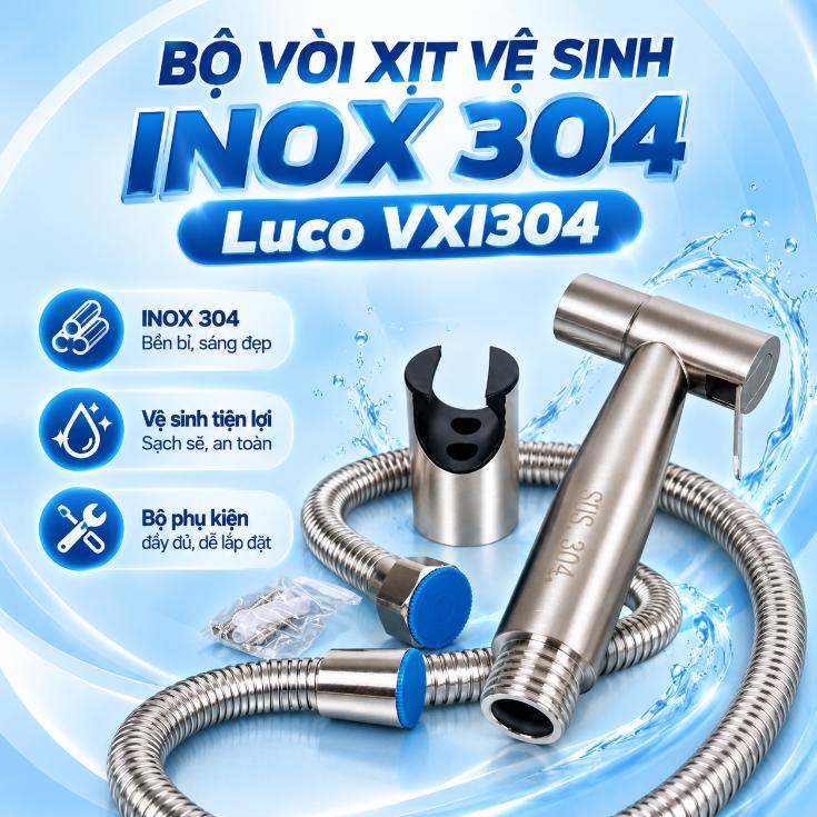 Bộ vòi xịt vệ sinh inox 304 Luco VXI304