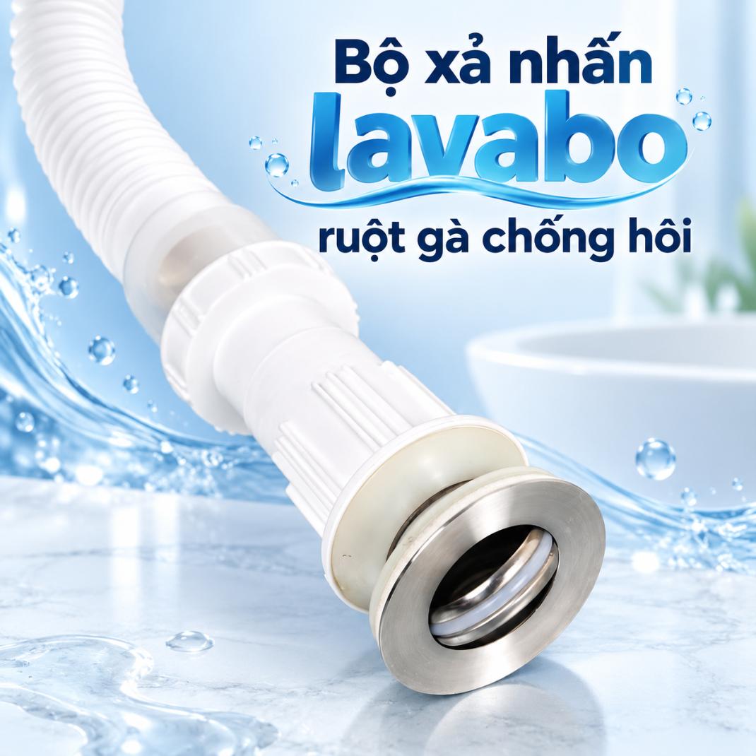 Bộ xả nhấn lavabo ruột gà chống hôi
