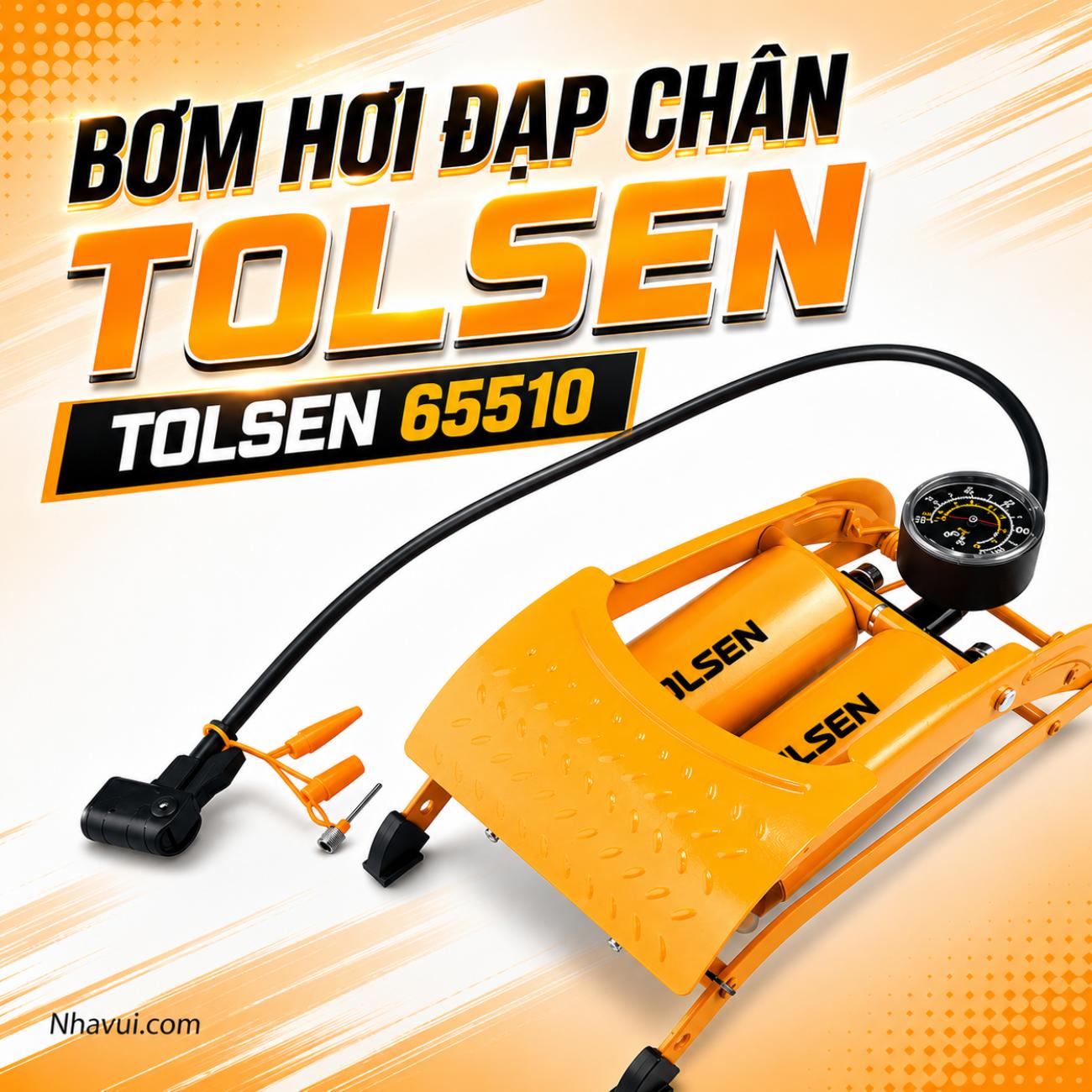 Bơm chân 2 ống Tolsen 65510 có đồng hồ đo áp suất