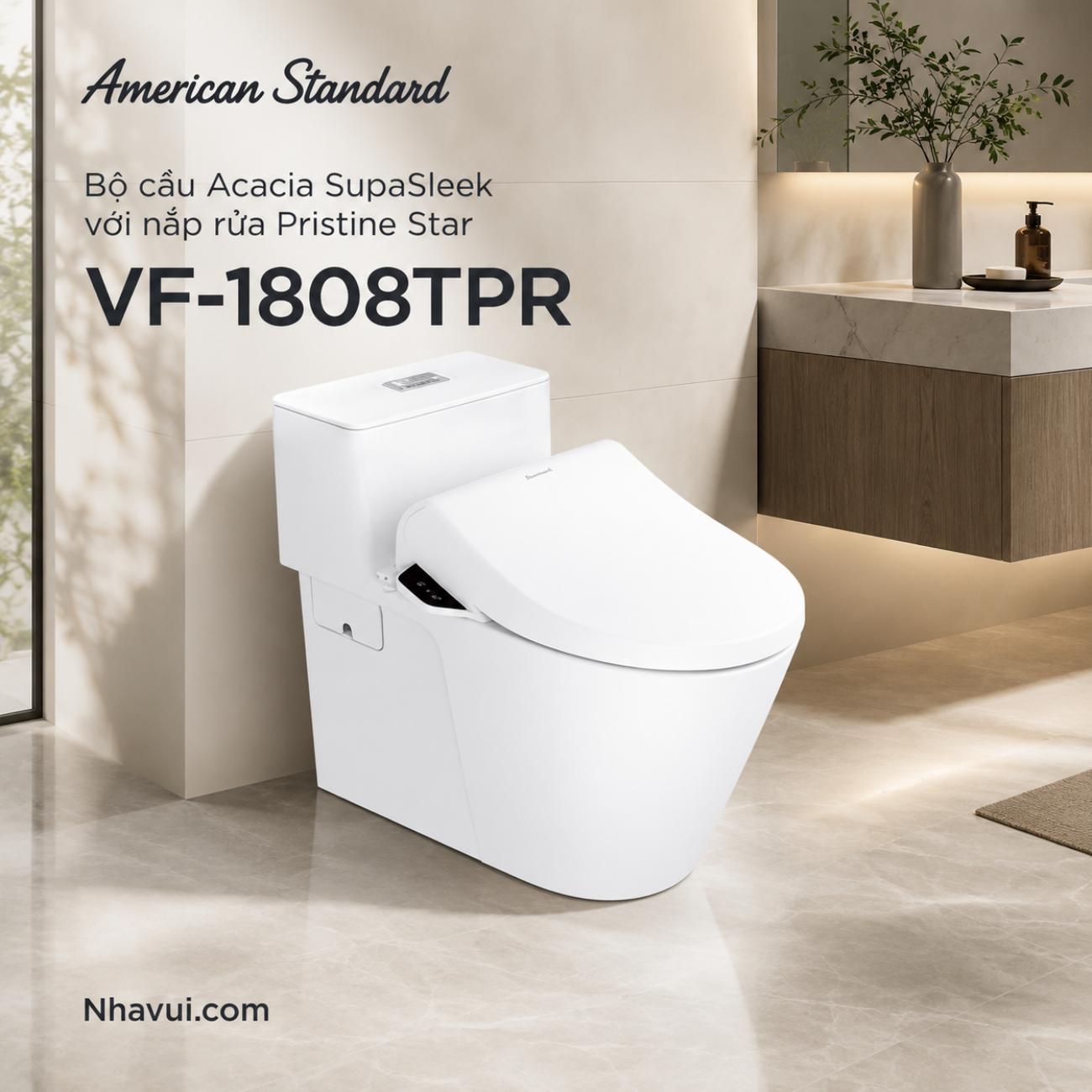 Bồn cầu American Standard VF-1808TPR Acacia SupaSleek với nắp rửa Pristine Star