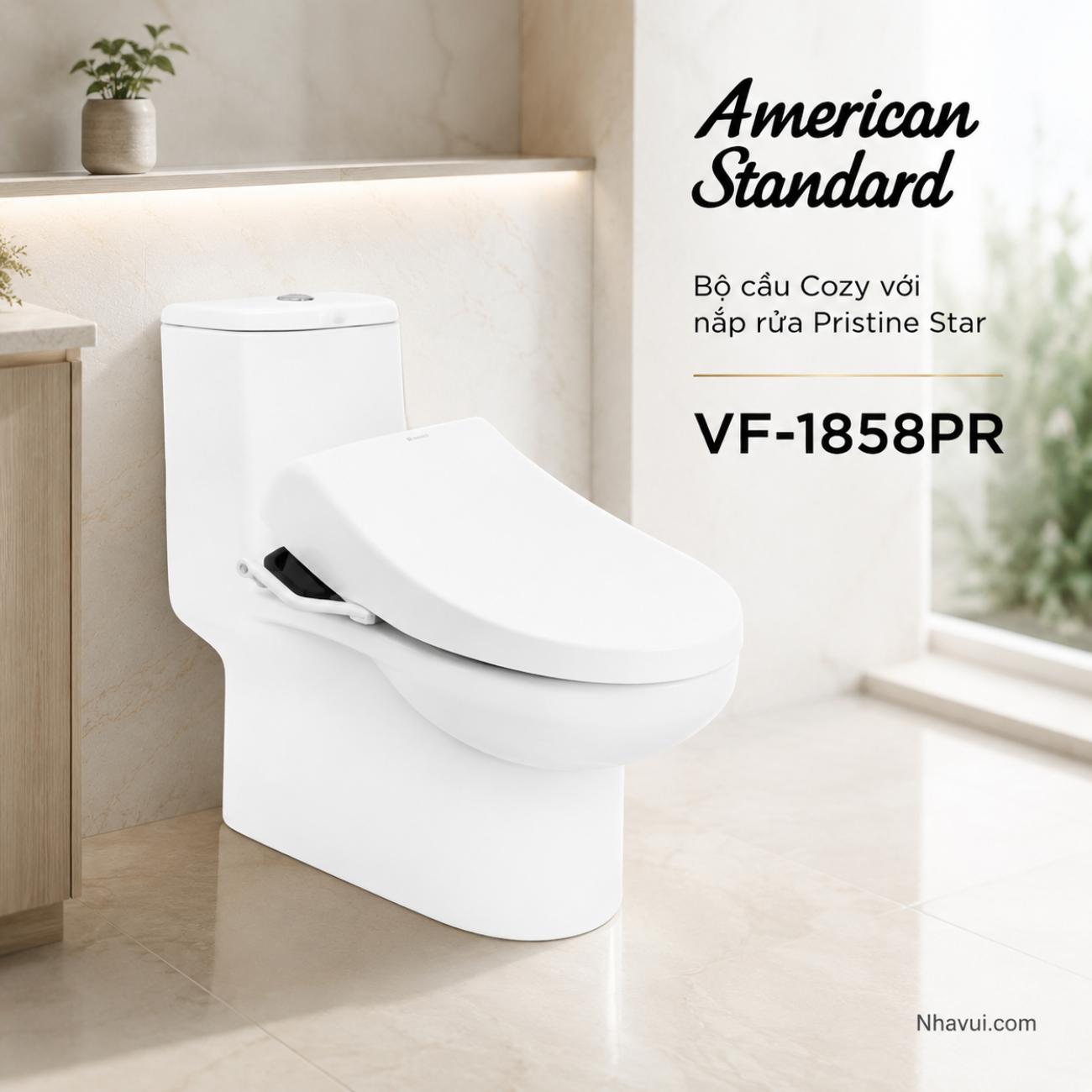 Bồn cầu American Standard VF-1858PR Cozy với nắp rửa Pristine Star