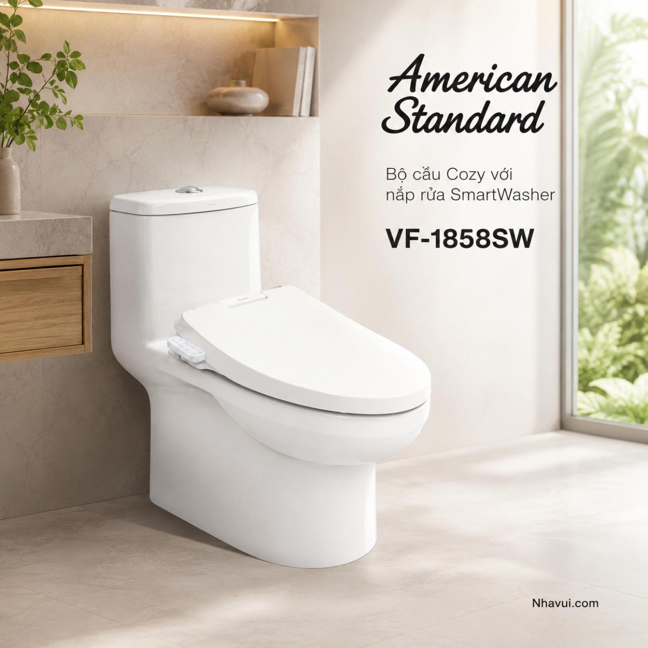 Bồn cầu American Standard VF-1858SW Cozy với nắp rửa SmartWasher