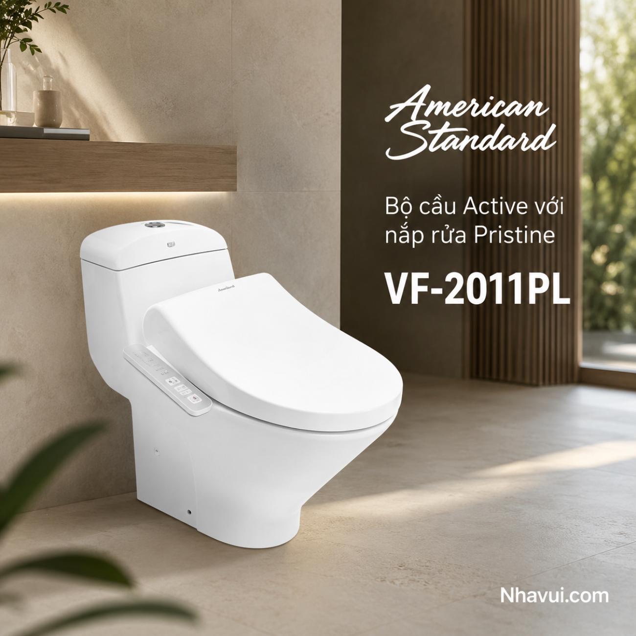 Bồn cầu American Standard VF-2011PL Active với nắp rửa Pristine