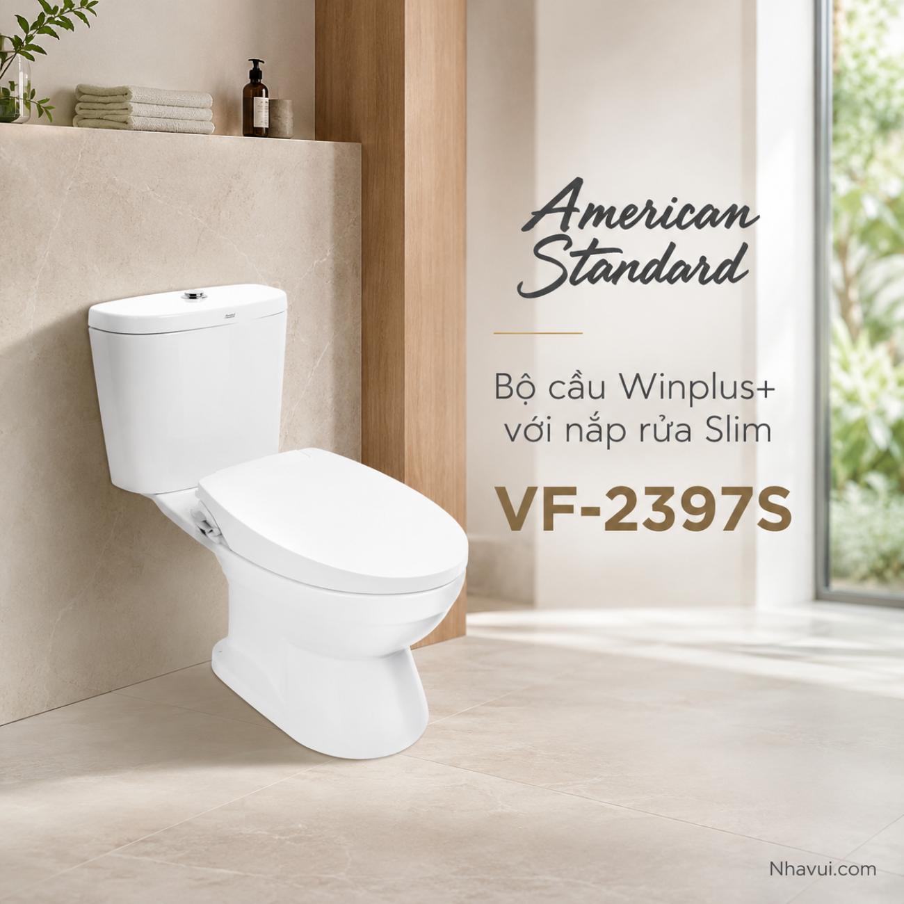 Bồn cầu American Standard VF-2397S Winplus+ với nắp rửa Slim