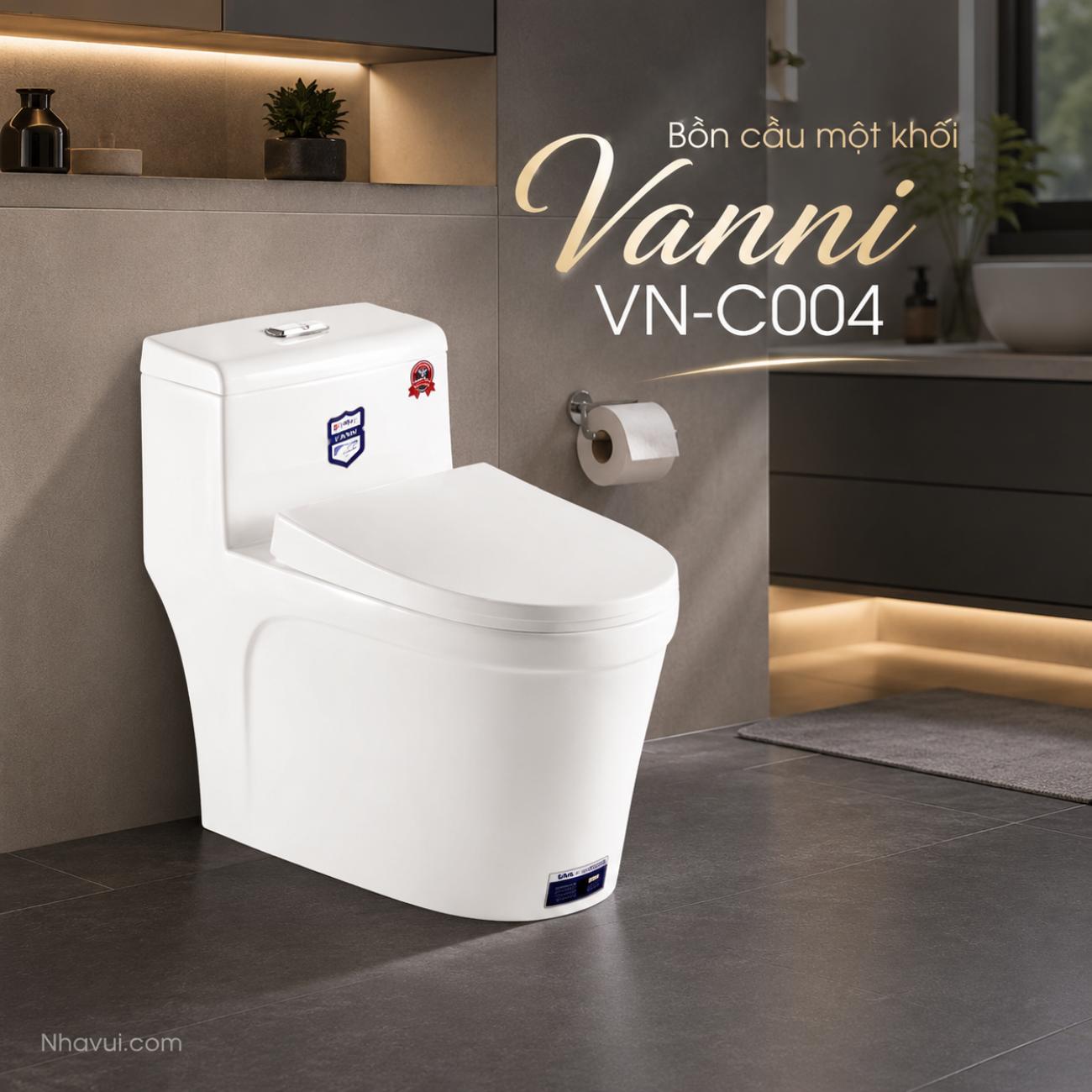 Bồn cầu một khối Vanni VN-C004 men tuyết phủ nano kháng khuẩn