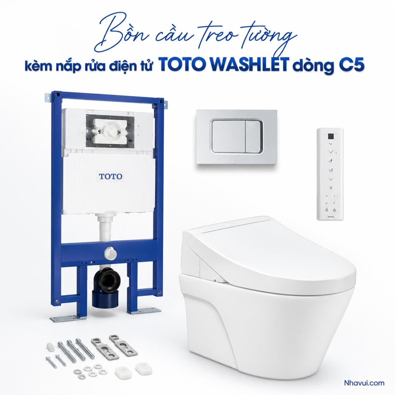 Bồn cầu treo tường kèm nắp rửa điện tử TOTO WASHLET dòng C5