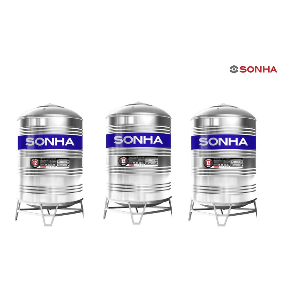 Bồn nước inox Sơn Hà đứng chính hãng – 500L, 700L, 1000L, 1200L, 1500L (Φ960), 1500L (Φ1140), 2000L (Φ1140), 2000L (Φ1380)