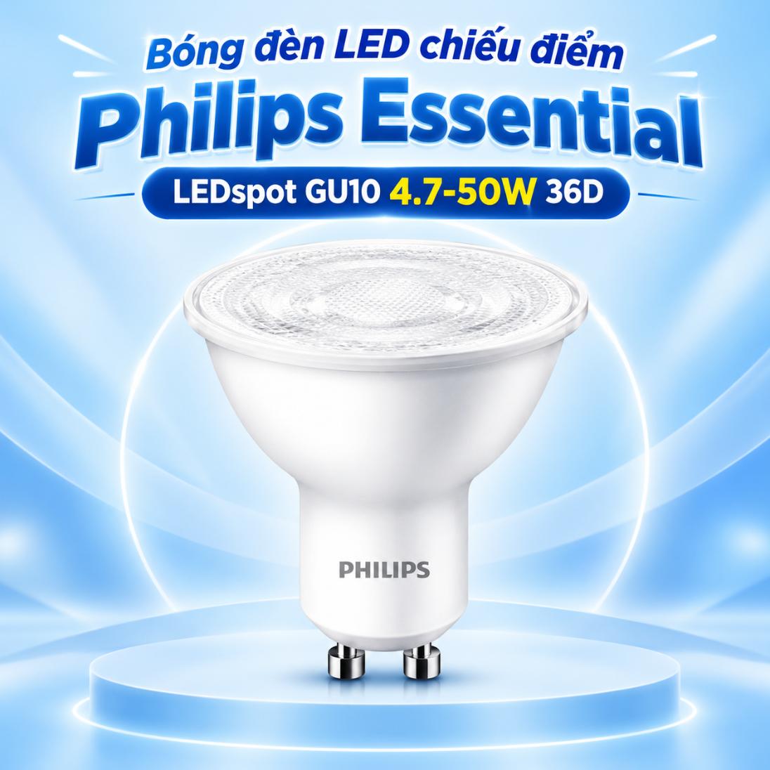 Bóng đèn LED chiếu điểm Philips Essential LEDspot GU10 4.7-50W 36D