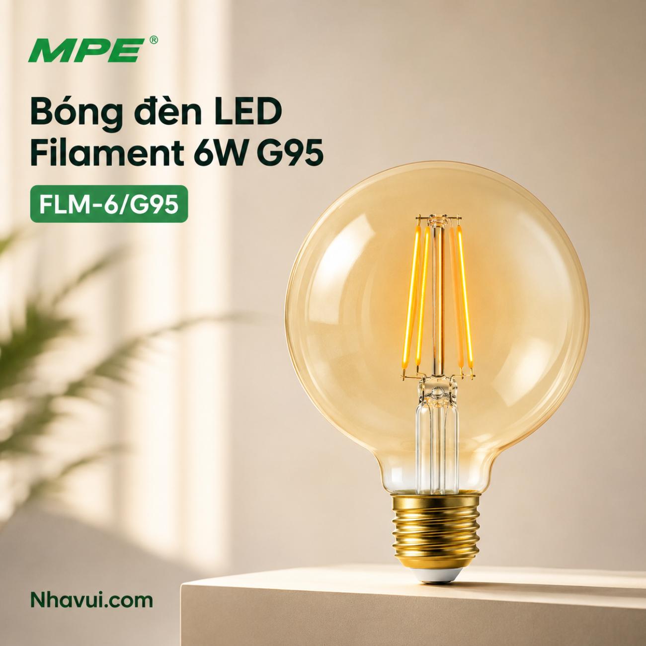 Bóng đèn LED filament MPE FLM-6/G95 Seri FLM