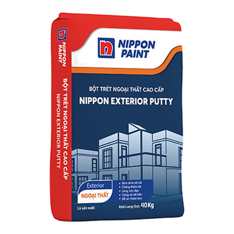 Bột trét tường ngoại thất Nippon Exterior Putty cứng bền chống thấm nước dễ xả nhám