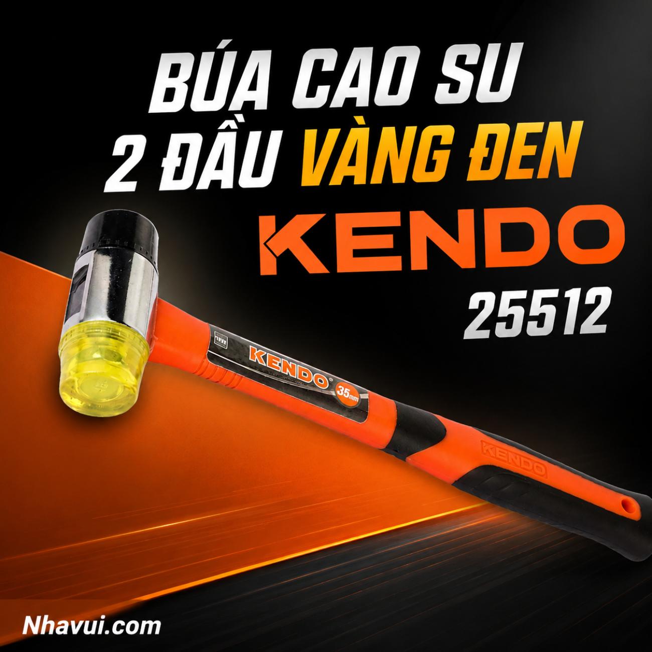 Búa cao su 2 đầu Kendo 25512  kích thước đầu búa 35mm
