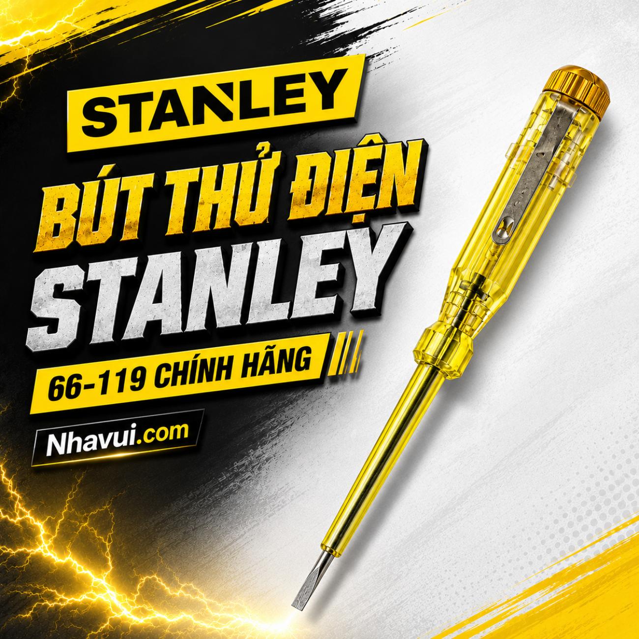 Bút thử điện Stanley 66-119 đầu dẹp 3x65mm phạm vi 100–500V