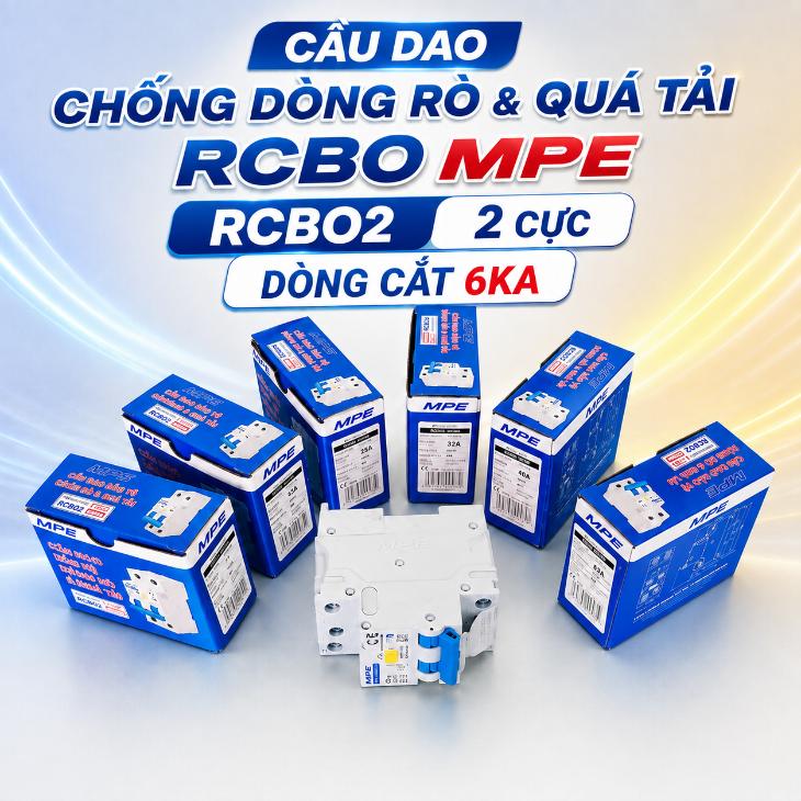 Cầu dao chống dòng rò & quá tải RCBO MPE RCBO2 2P 6kA