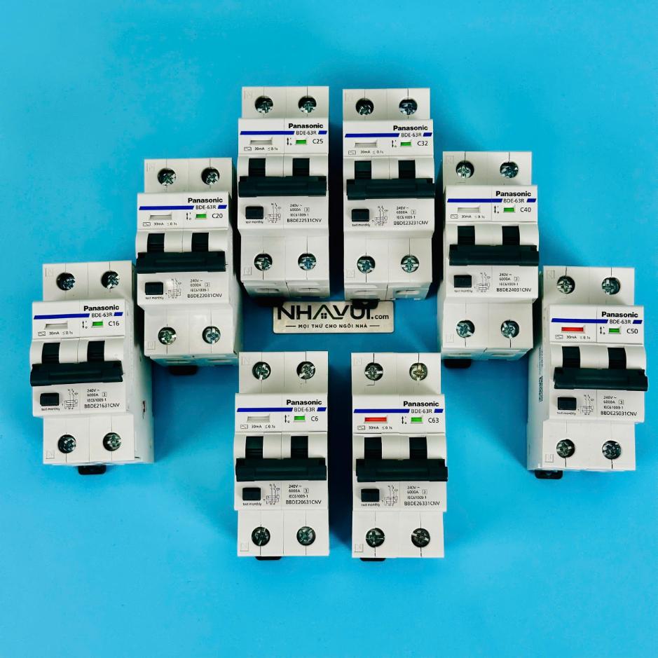 Cầu dao RCBO Panasonic 2P1E chống rò 30mA