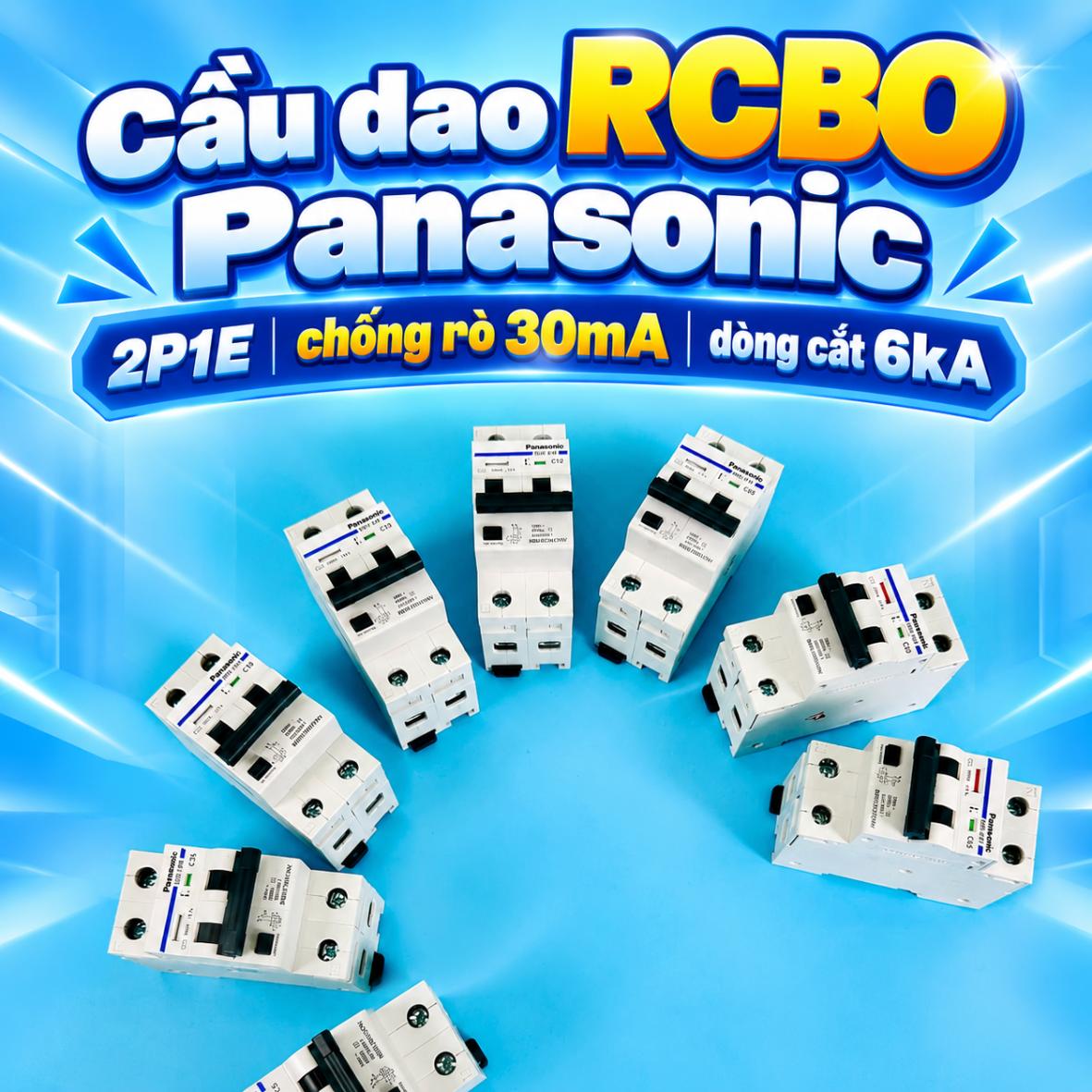 Cầu dao RCBO Panasonic 2P1E chống rò 30mA