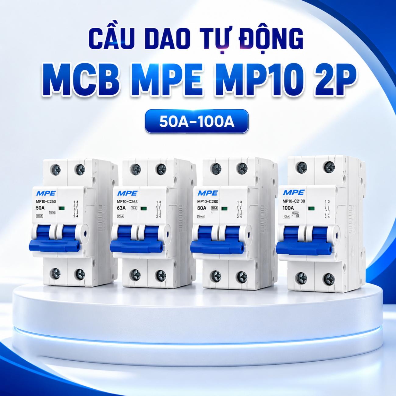 Cầu dao tự động MCB MPE MP10 2P 10kA 50A–100A