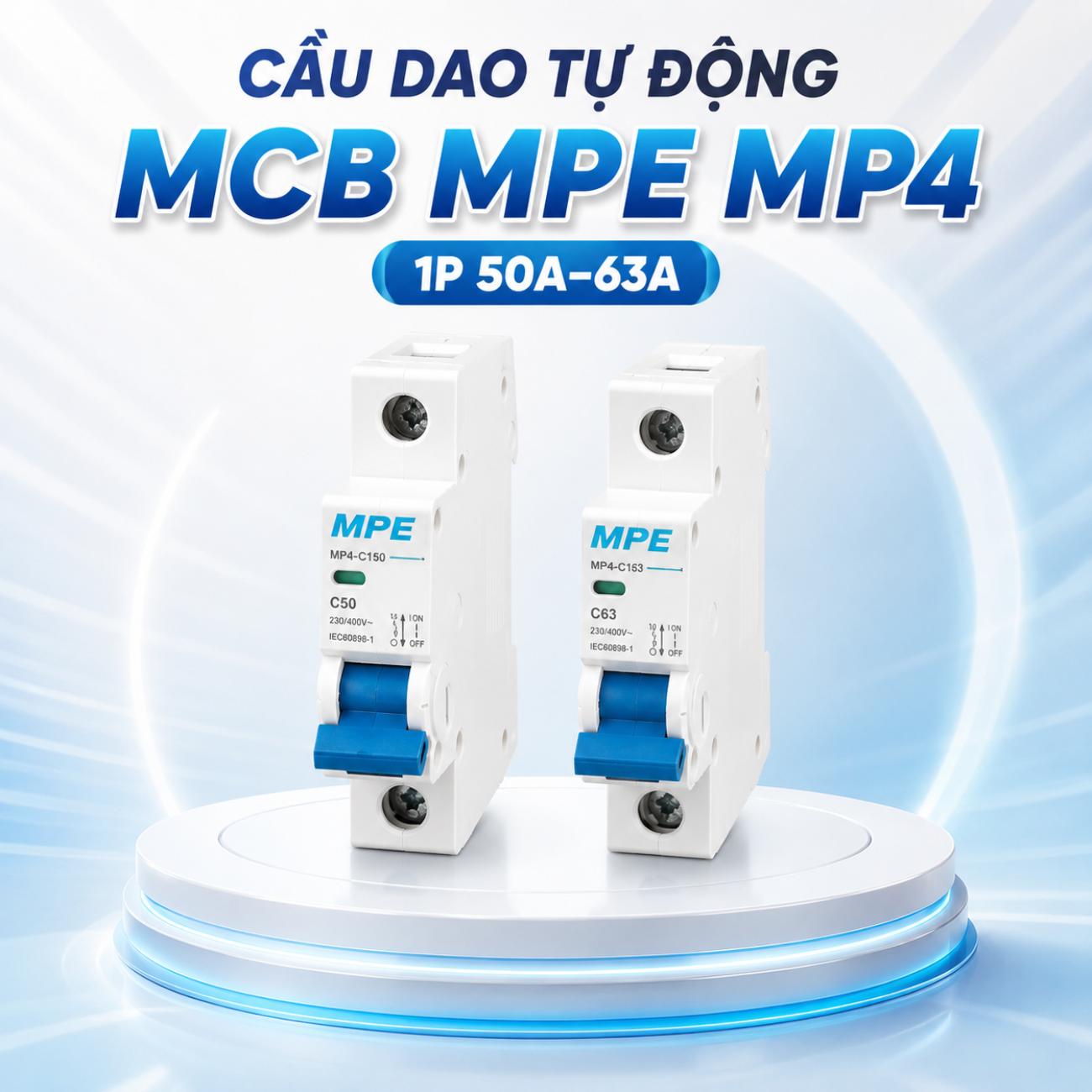 Cầu dao tự động MCB MPE MP4 1P 50A–63A
