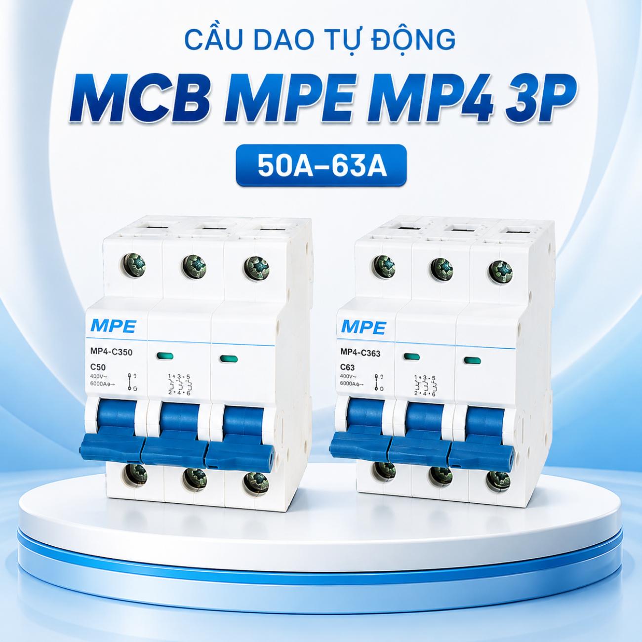Cầu dao tự động MCB MPE MP4 3P 4.5kA 50A–63A