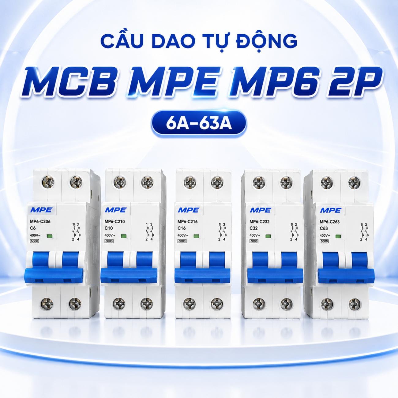 Cầu dao tự động MCB MPE MP6 2P 6kA 6A–63A