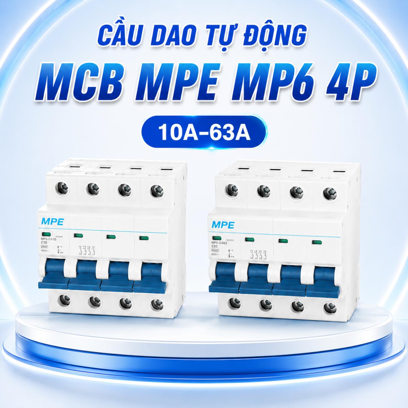Cầu dao tự động MCB MPE MP6 4P 6kA 10A–63A