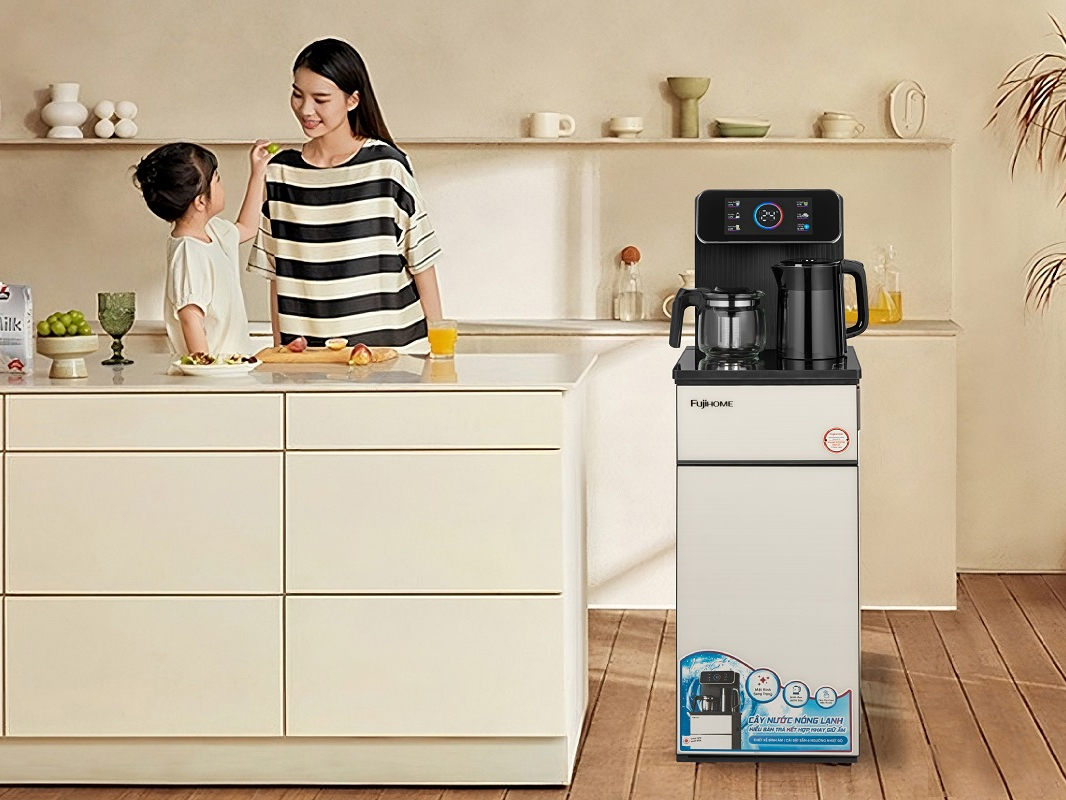Cây nước nóng lạnh bình âm kèm bàn pha trà Fujihome TBD22