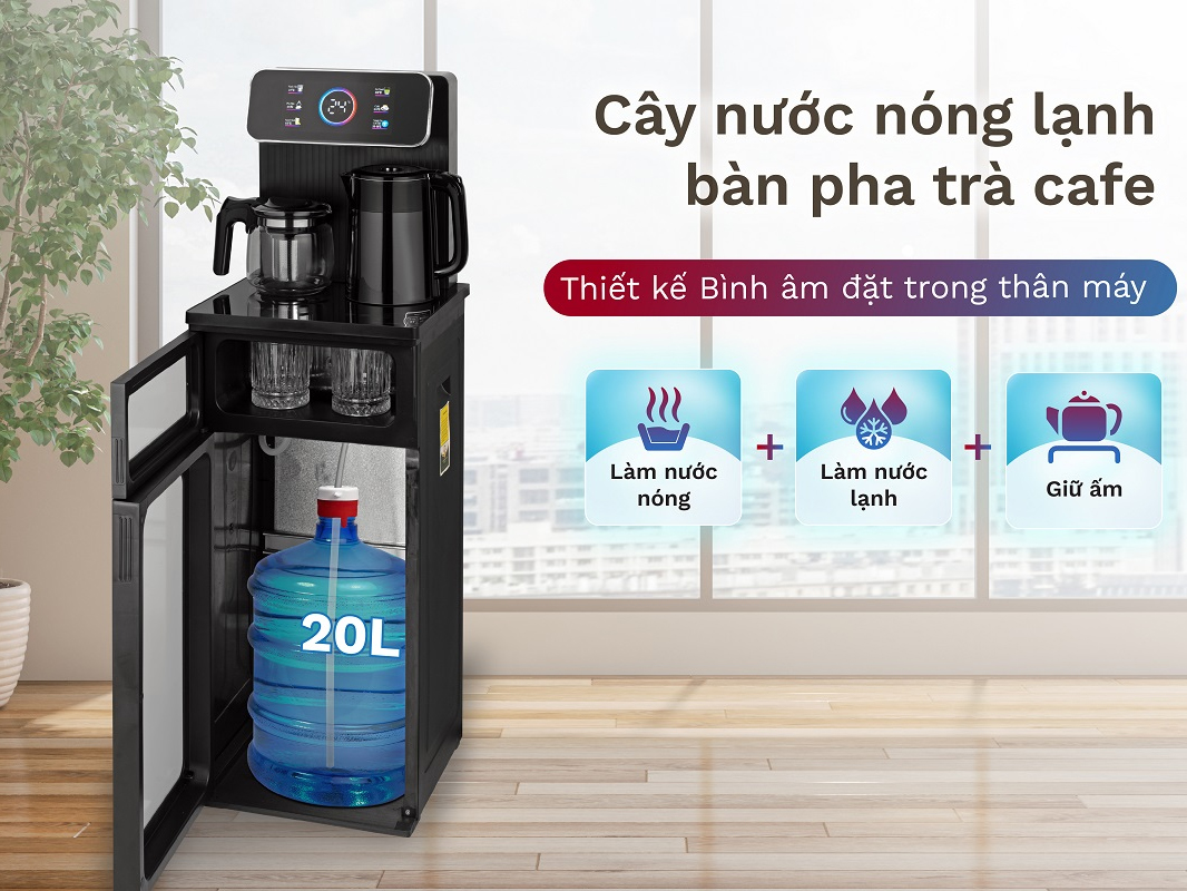Cây nước nóng lạnh bình âm kèm bàn pha trà Fujihome TBD22